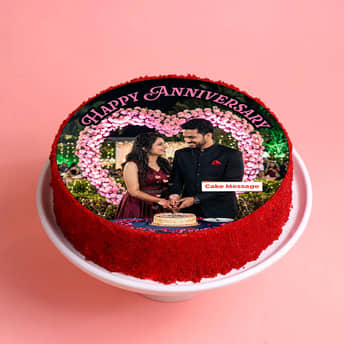 Round Red Velvet Photo Cake Red Velvet Photo Cake For Anniversary