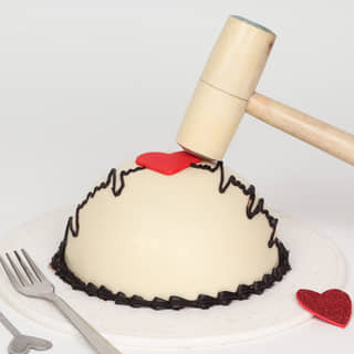 Top View of Red Velvet Pinata Cake For Anniversary