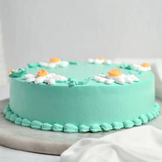 Top View of Round Creamy Pineapple Cake