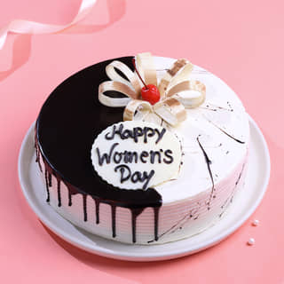 Round Shaped Choco Vanilla Cake for Womens Day