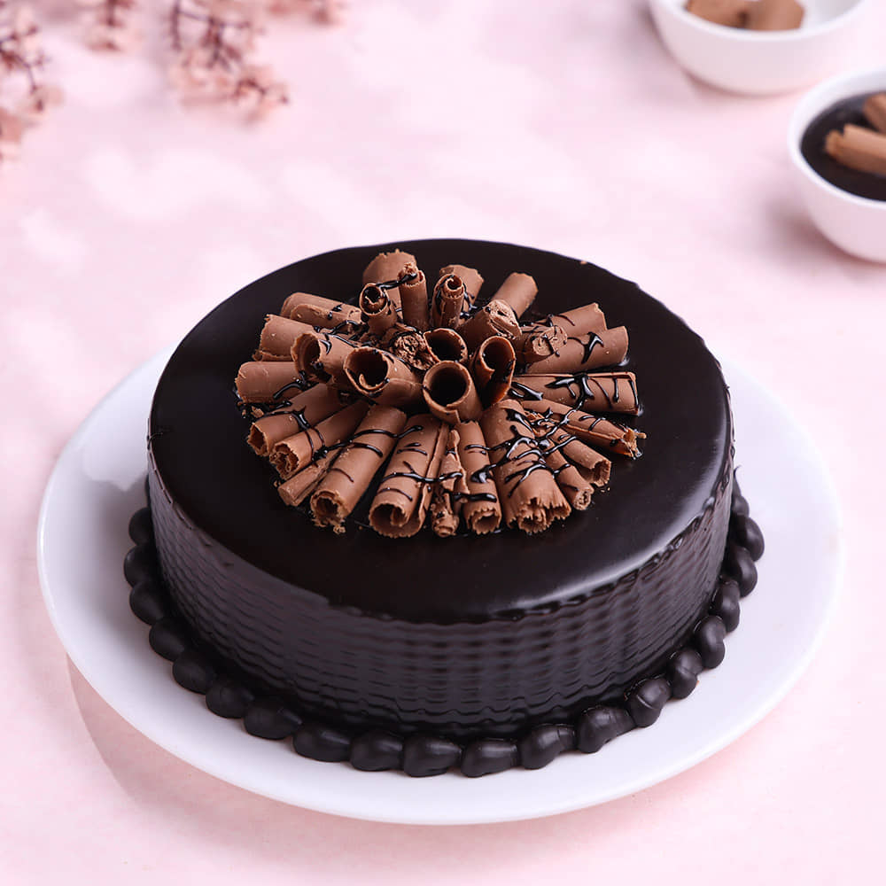 Roll Up Chocolate Truffle Cake Top View of Chocolate Cake with Swirling Design