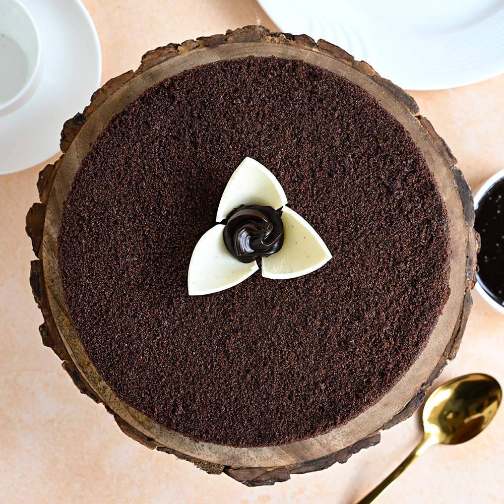 Top View of Chocolate Ganache Truffle Cake