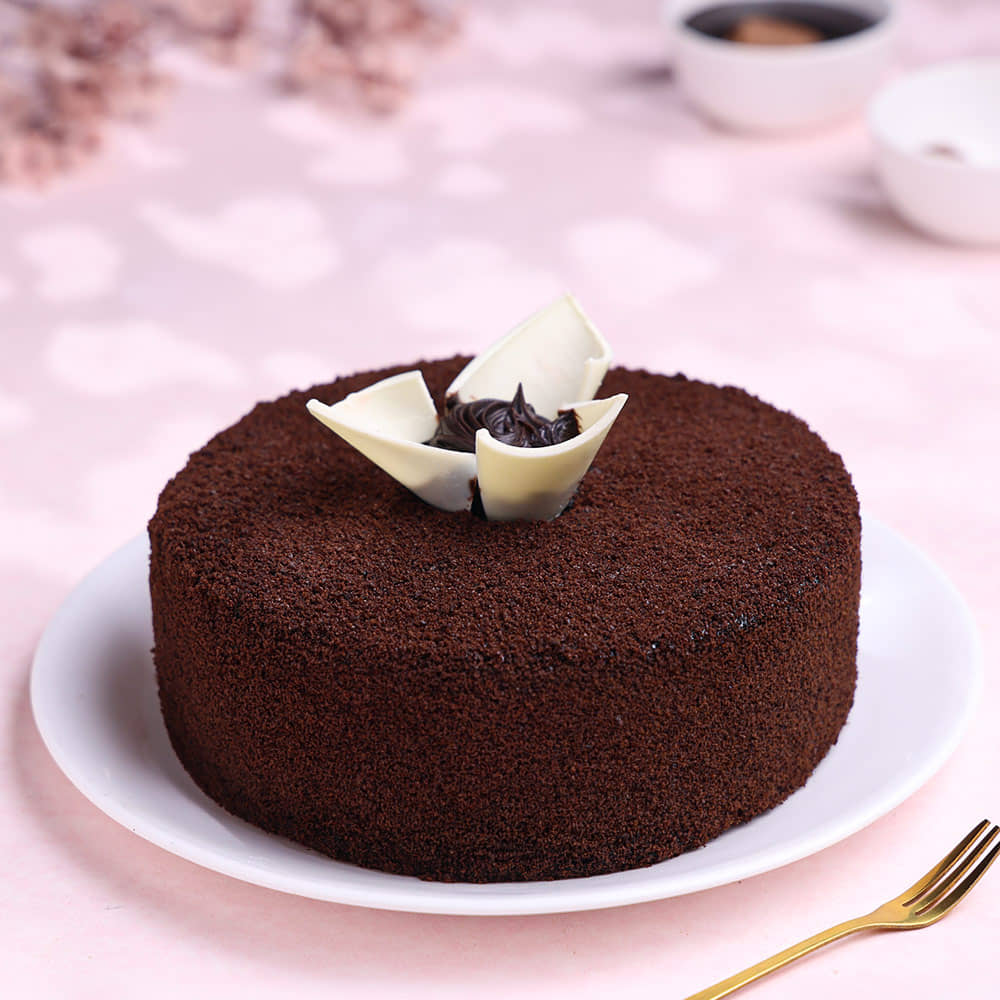 Chocolate Ganache Truffle Cake Front View of Chocolate Ganache Truffle Cake