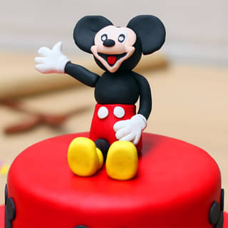 Top View Of Mickey Mouse Theme Cake