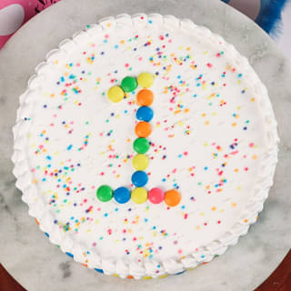 Round Sprinkles Gems 1St Birthday Vanilla Cake