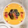 Top View of Velvet Diwali Delicacy - A Diwali Photo Cake in Red Velvet Cake Flavor