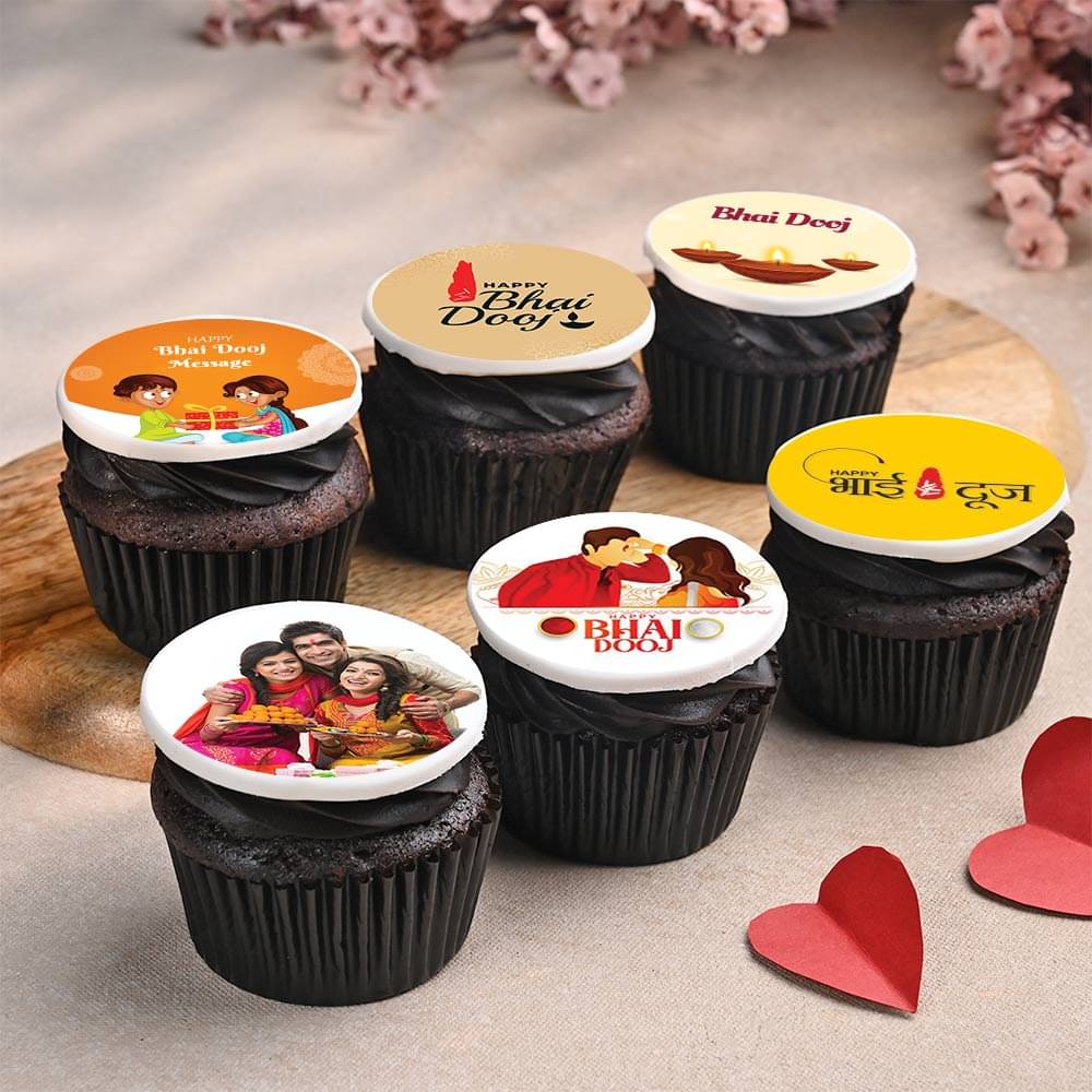 Set of six Bhai Dooj Poster Cupcakes