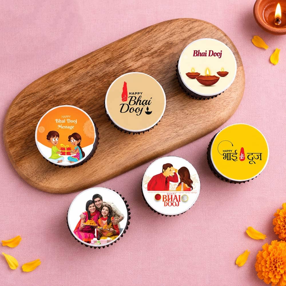 Set of six Bhai Dooj Poster Cupcakes