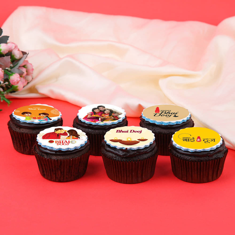 Set of six Bhai Dooj Poster Cupcakes
