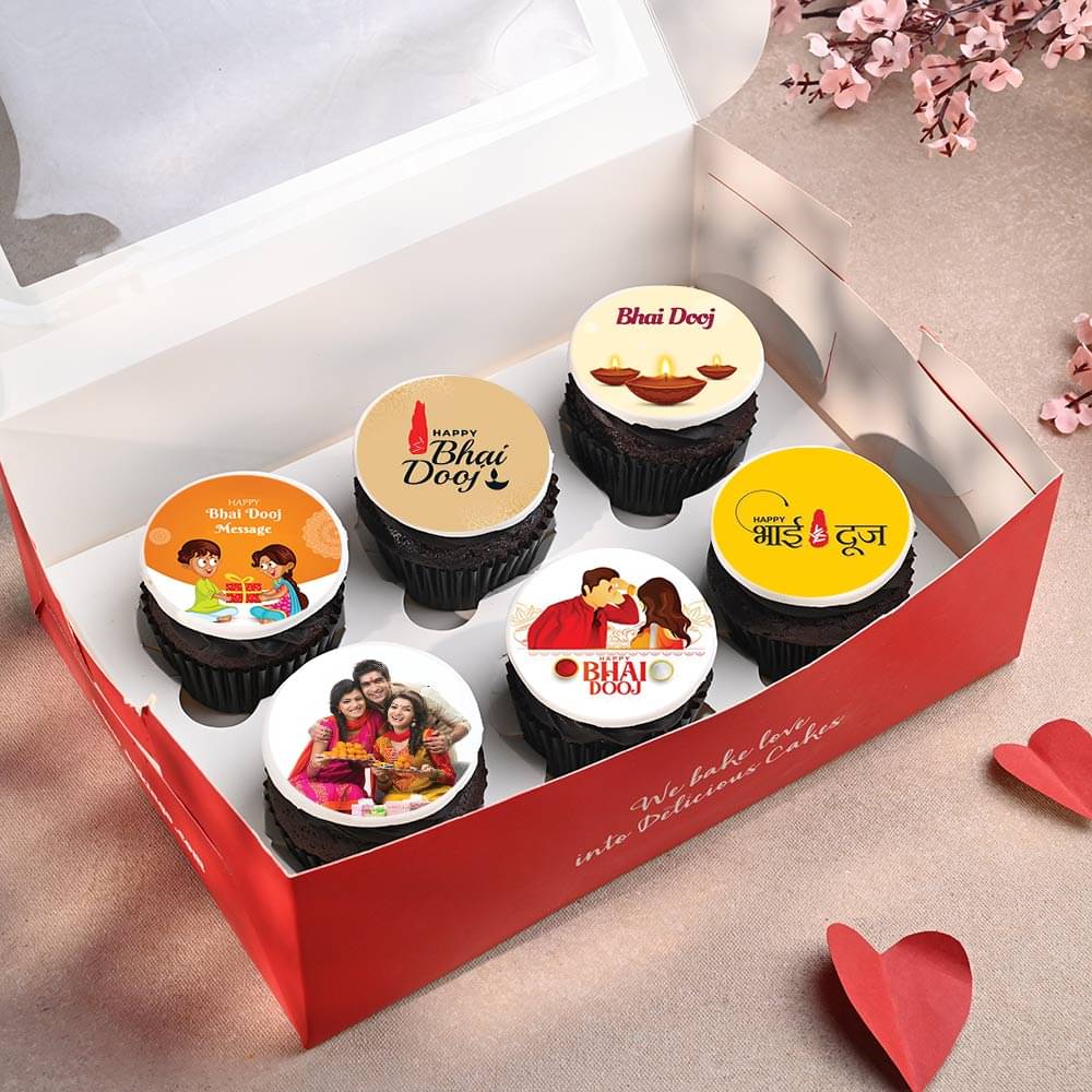 Top View of Bhai Dooj Poster Cupcakes