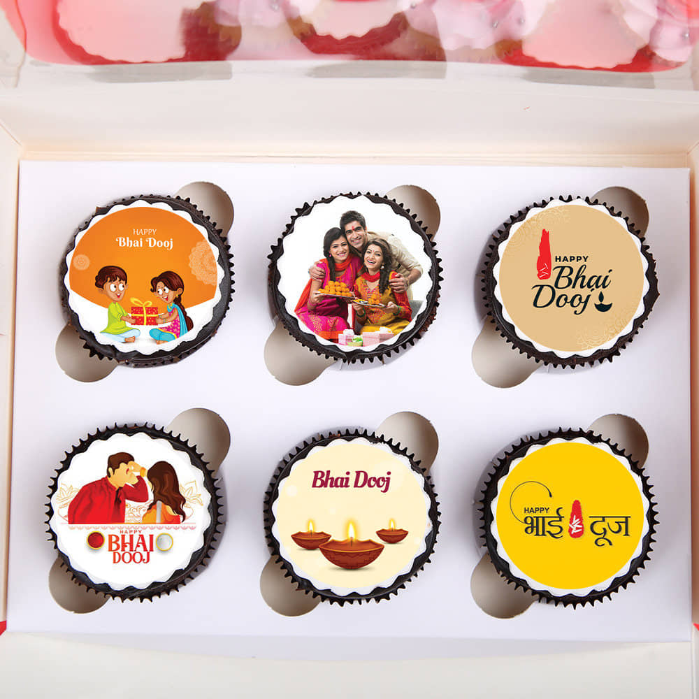 Top View of Bhai Dooj Poster Cupcakes