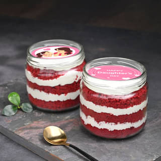 Top View of Scrumptious Red Velvet Jar Cake