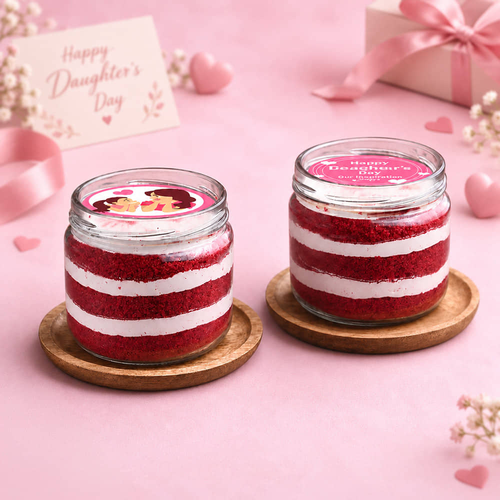Top View of Scrumptious Red Velvet Jar Cake