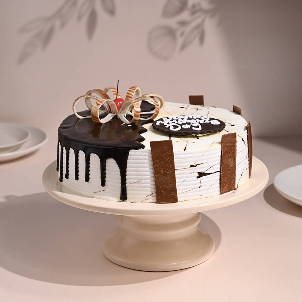 Top View of Vanilla and Chocolate Cake For Mothers Day 