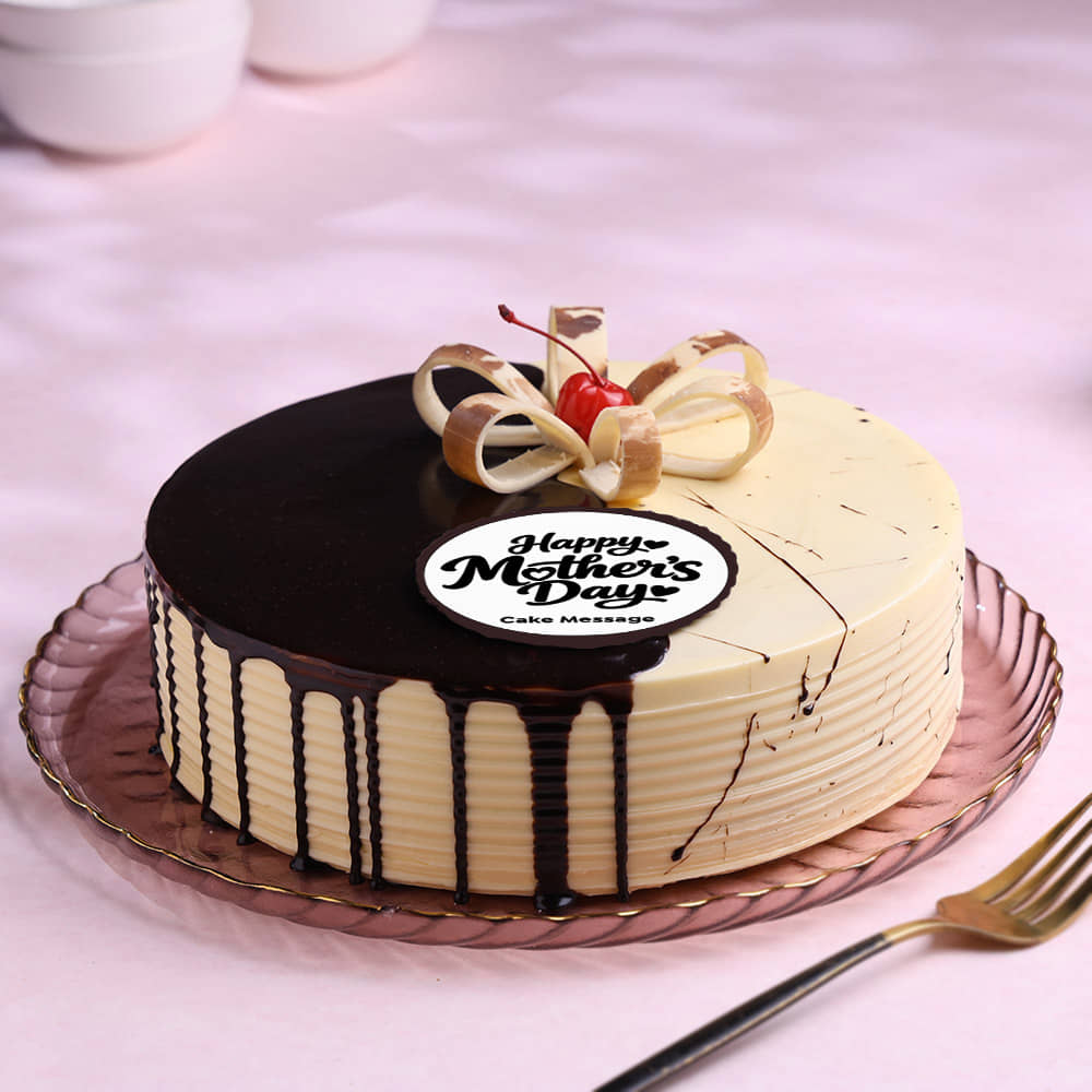 Front View of Vanilla Choco Cake For Mom