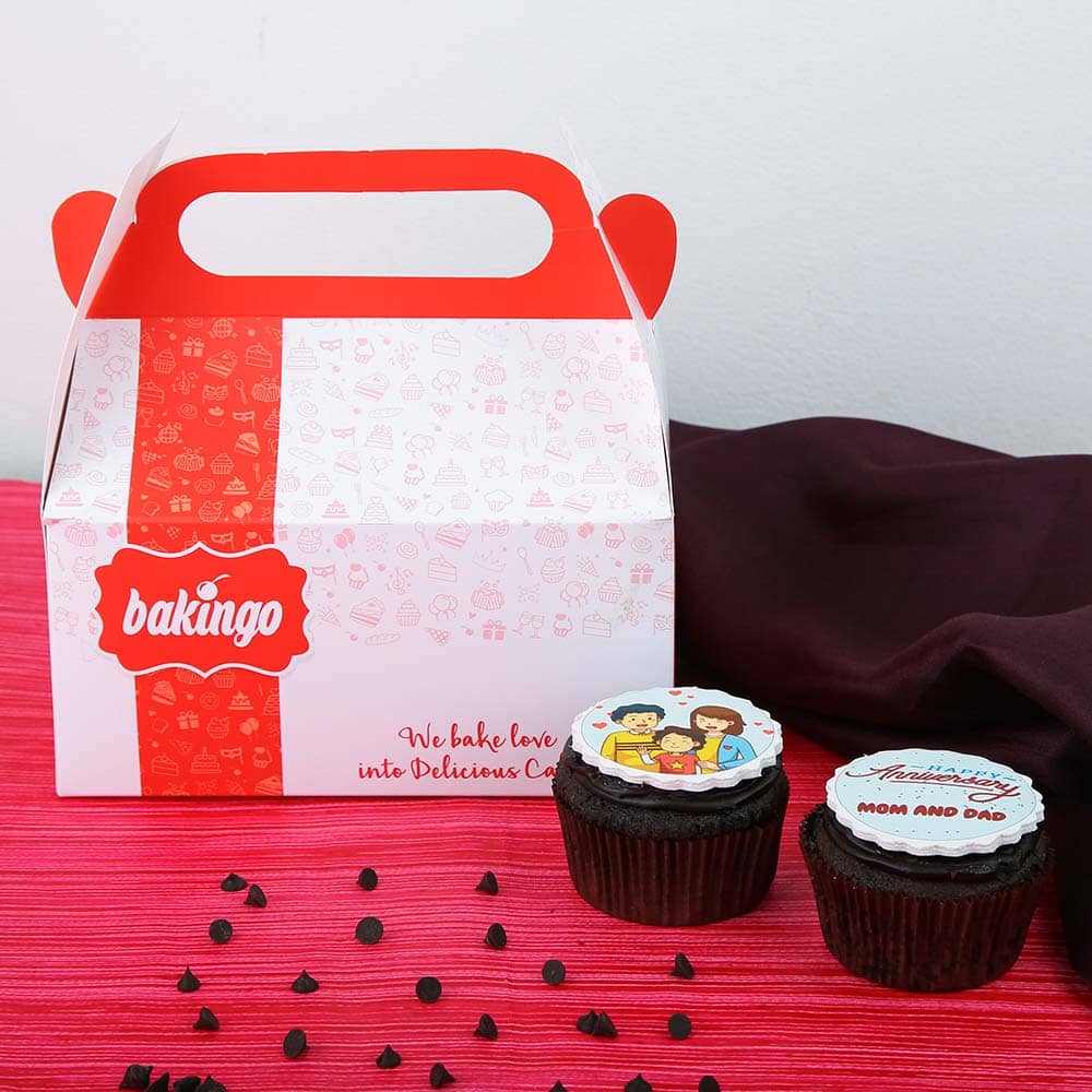 Set of 2 Anniversary Photo Cupcakes Packed Anniversary Mom Dad Cupcakes