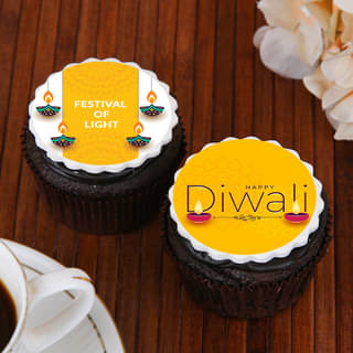 Set Of 2 Poster Cup Cakes For Diwali
