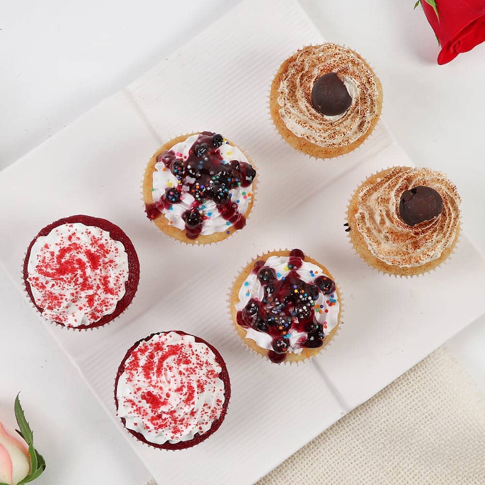 Set Of 6 Multi Flavored Cupcakes