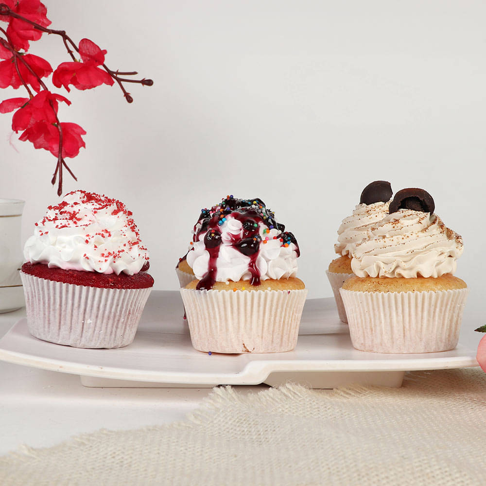 Set Of 6 Multi Flavored Cupcakes