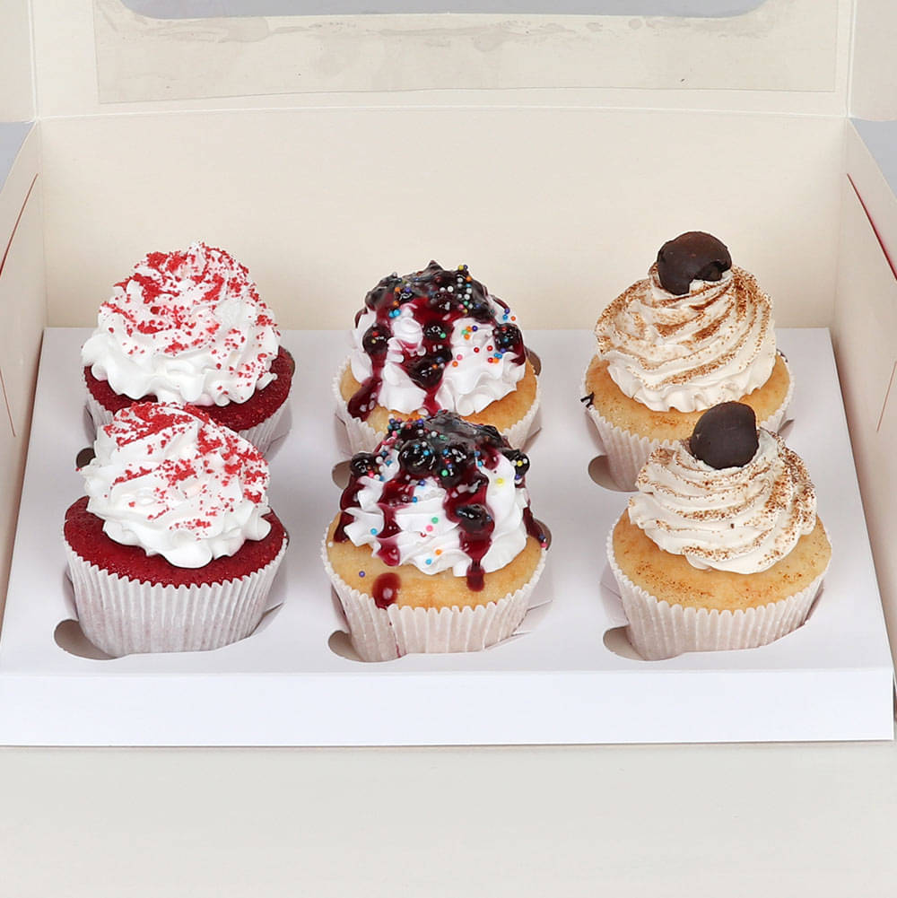Set Of 6 Multi Flavored Cupcakes