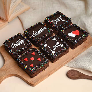 Set Of 6 Valentine Themed Chocolate Brownies