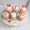 Set of 6 Valentine Themed Vanilla Cupcakes