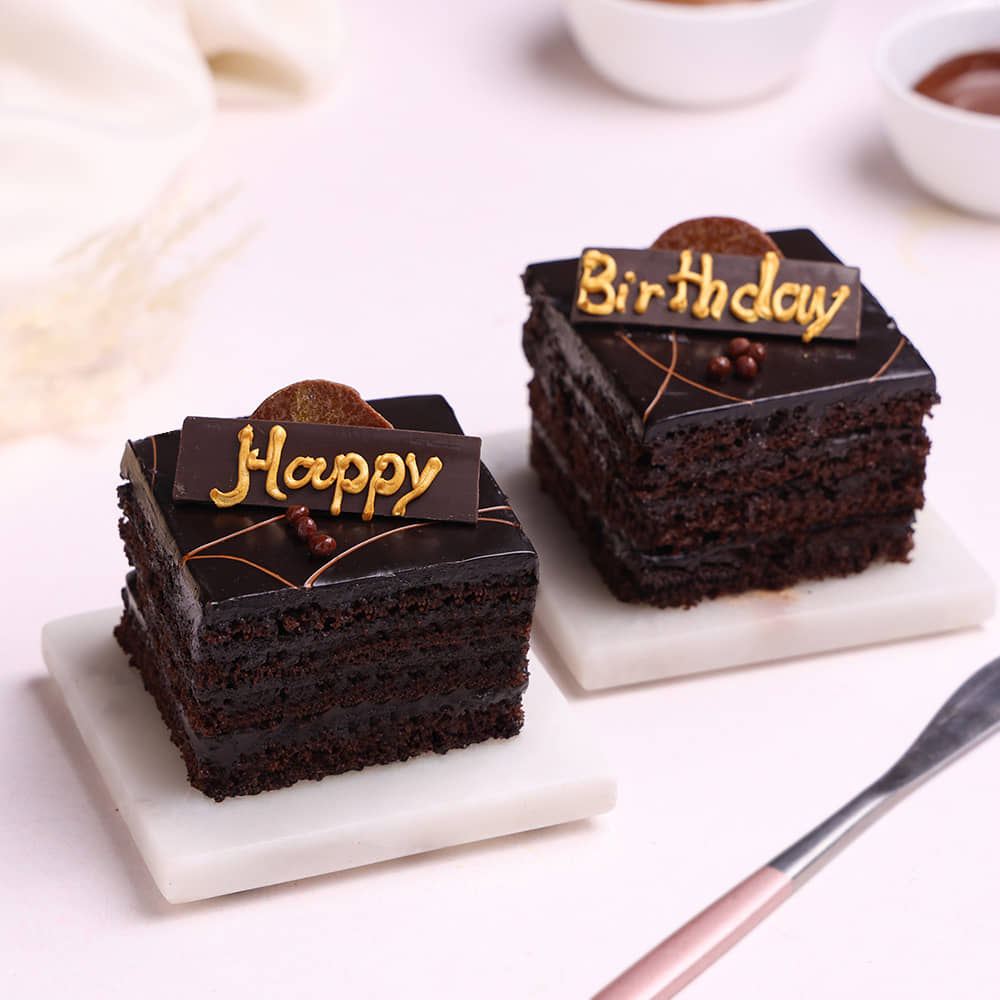 Top View of Set of Two Happy Birthday Pastry