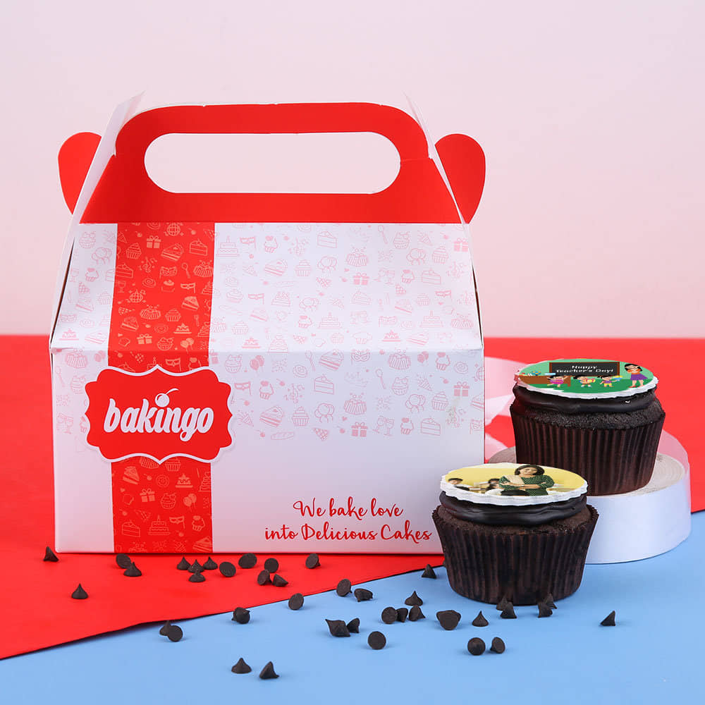 Set of Two Teachers Day Personalised Cupcakes Teachers Day Personalised Cupcakes