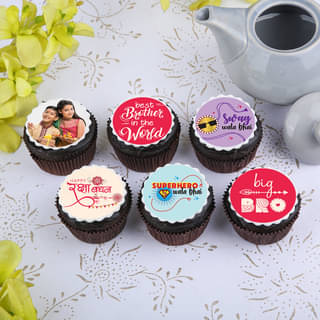 Siblinghood Personalised Cupcake Set N Single Rakhi