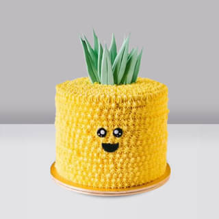 Smiling Yellow Designer Pineapple Cream Cake