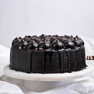 Side View of Chocolate Loaded Glazed Cake