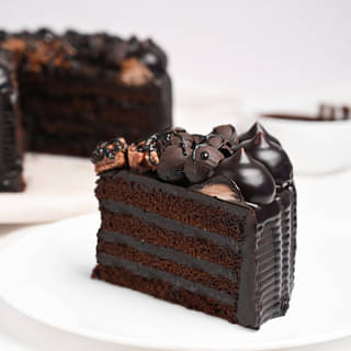 Sliced View of Chocolate Loaded Glazed Cake