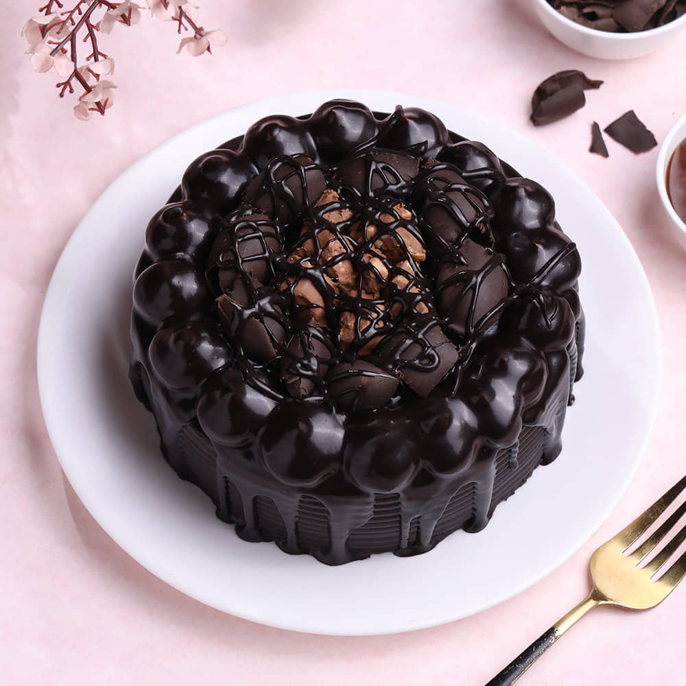 Top View of Chocolate Loaded Glazed Cake