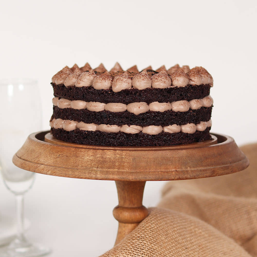 Chocolate Naked Cake Side View of Soft Choco Delight