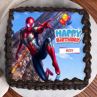 Top view of Spiderman Treat Cake