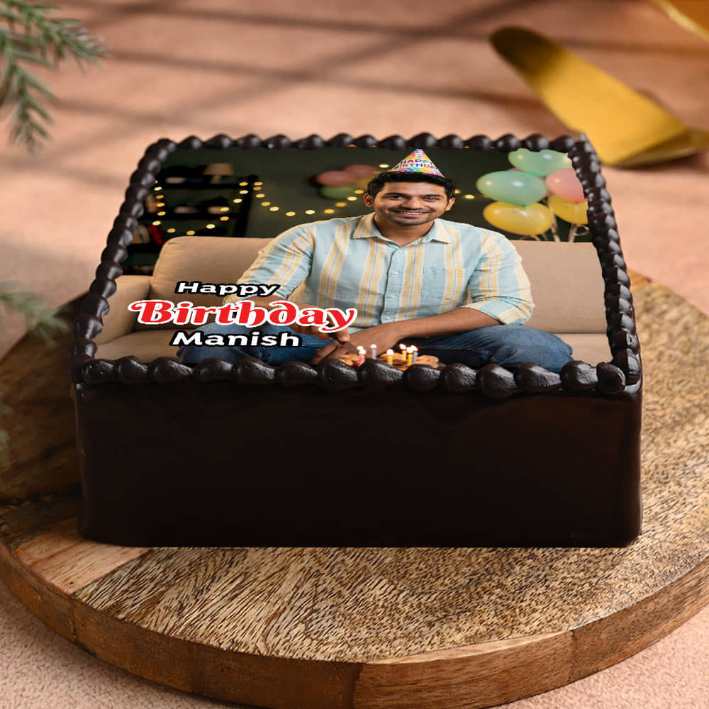 Happy Birthday Chocolate Photo Cake