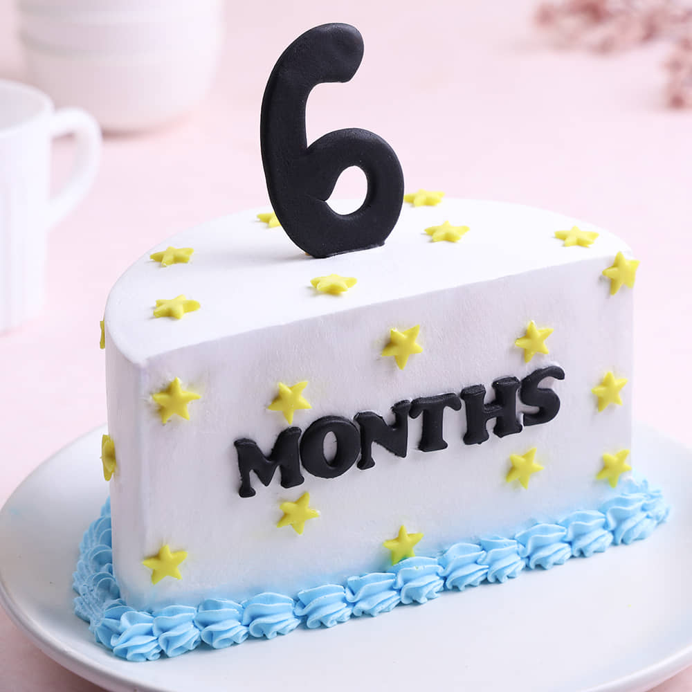 Halfway Milestone Vanilla Cake Anniversary Half Starry Cake