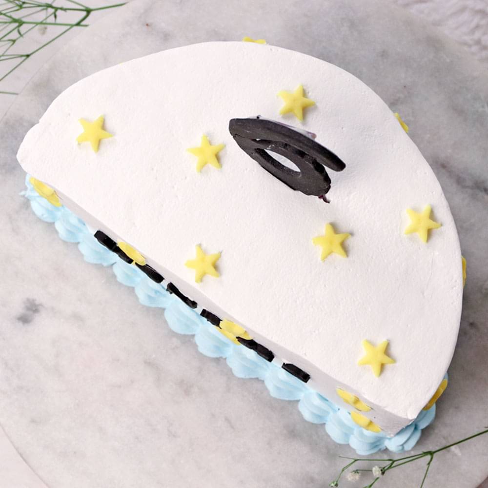 Anniversary Starry White Half Vanilla Cake
