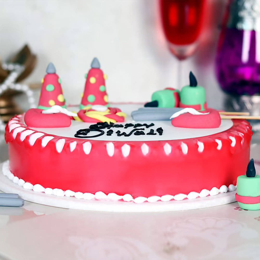 Strawberry Diwali Cake