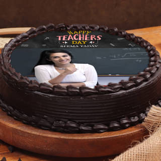 Side View of Teachers Day Photo Cake 
