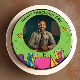 Front View of Teachers Day Photo Cake 