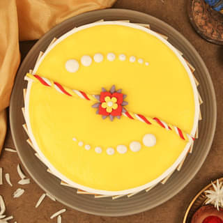 The Blissful Pineapple Cake and Rudraksha Rakhi Combo