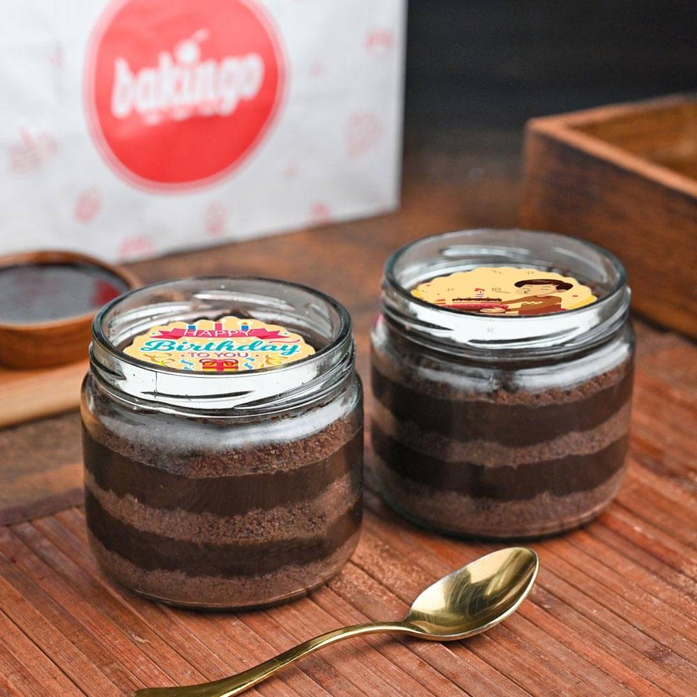 Two Birthday Personalised Chocolate Jar Cakes Two Birthday Personalised Chocolate Jar Cakes