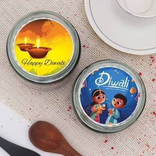 Top View of Two Red Velvet Jar Cakes For Diwali
