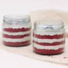 Side View of Two Red Velvet Jar Cakes For Diwali
