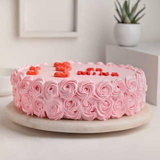 Side View of Rosey Strawberry Cake