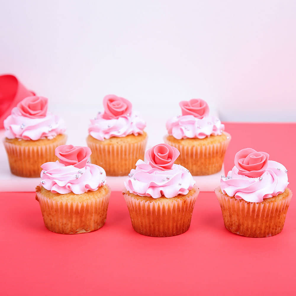 Strawberry Rose Fondant Cupcake Buy or Send Vanilla Strawberry Cupcake Online