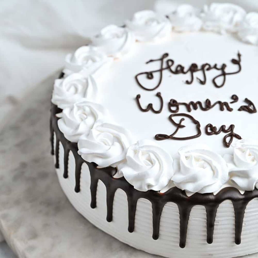 Round Womens Day Blackforest Cake Side View Blackforest Cake for Happy Womens Day