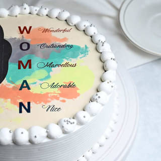 Side View Womens Day Special Photo Cake