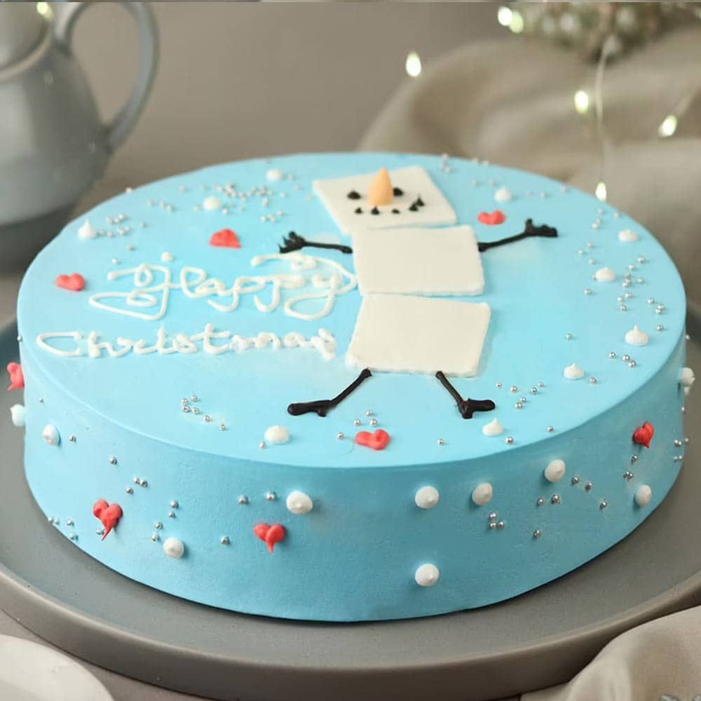 Top View of Vanilla Cake For Christmas